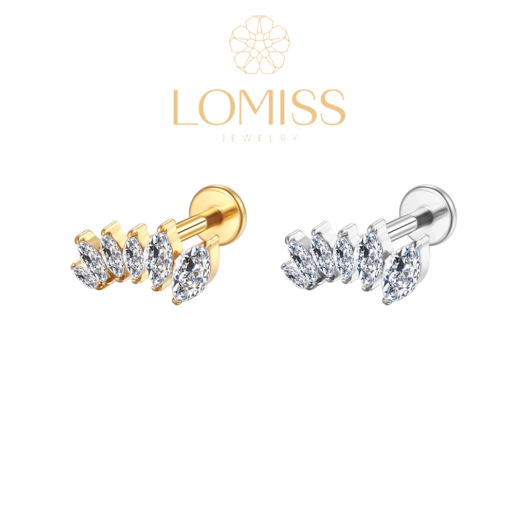 Piercing Helix Conch Labret Aço Cirúrgico Pvd 6 Zircônias《Lomiss semijoias》