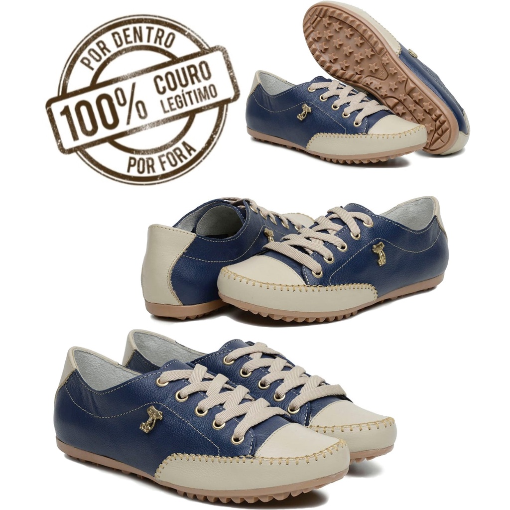 Tênis Feminino Sapatênis Mocassim Casual 8 Cores Em Couro Legítimo Top e Leve