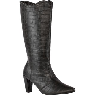 Bota Feminina Cano Longo Salto Alto Fino Confortável Saltinho Bico Fino Montaria Blogueira Abaixo do Joelho