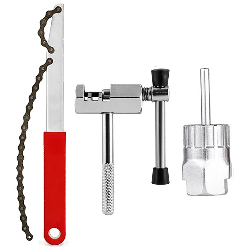 Chave Extrator De Cassete E Disco Catraca Roda Livre + Chave T Extrator Coloca Tira Pino Corrente + Ferramenta Extrator Cassete E Disco Bike Pino