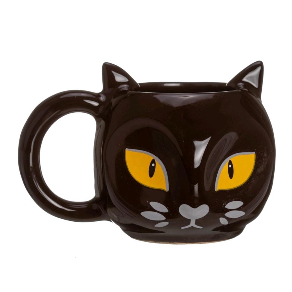 Caneca 3D Gato Preto Olhos Amarelos 300ml