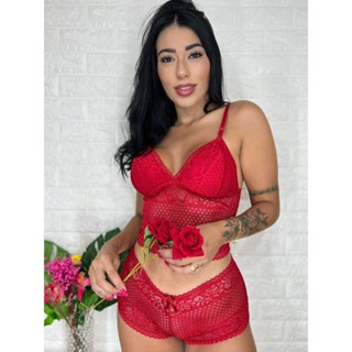 kit 2 Conjunto Renda Espera Marido Feminino Sensual Com Forro Sem Bojo Langerie  Baby Dool Sexy Promoção