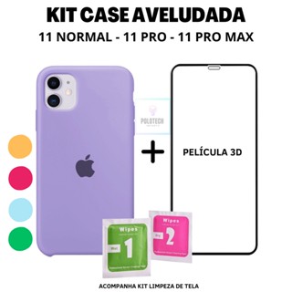 Combo Capinha IPhone 11, 11 Pro e 11 Pro Max Premium Silicone Com Logo + Película 3D + Kit Limpeza