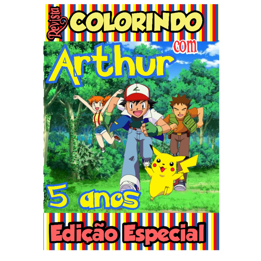 Livro De Colorir Personalizado / Revistinha de Colorir - Tema: Pokémon