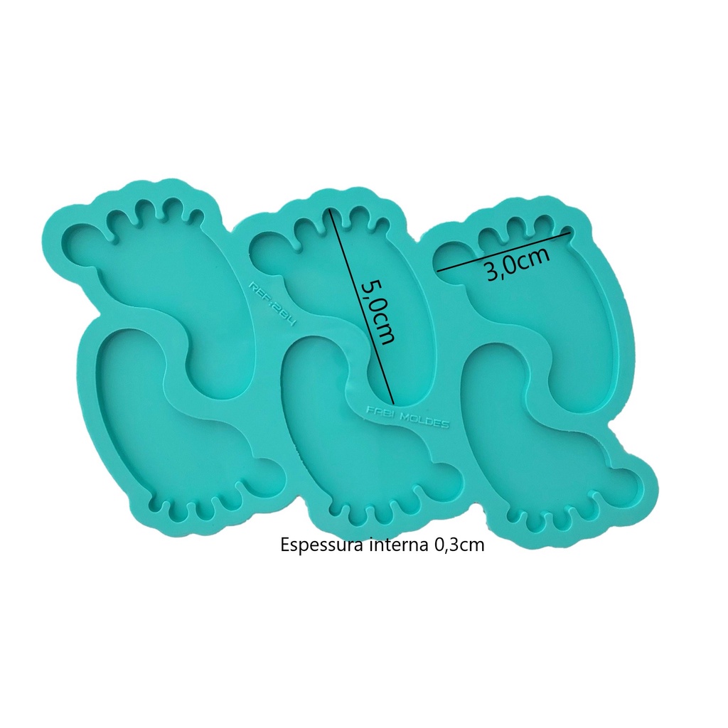 Molde Silicone Resina Paleta Mini Pés 6 Pezinhos 5 Cm chaveiros pingentes R-284 em Oferta na Shopee
