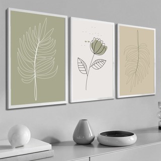 Kit Quadro Decorativo Minimalista Para Sala Moldura Folhagem Moderno em Oferta na Shopee