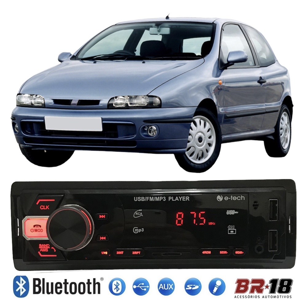 Radio Mp3 Som Automotivo Bluetooth Usb Card Sd Brava Marea
