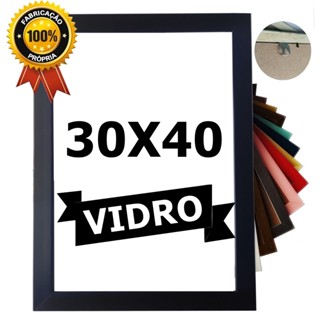 Moldura Quadro 30x40 Em Madeira Laqueada Premium + Vidro