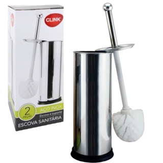 Escova Sanitária Aço Inox com Suporte Cabo Longo Moderno em Oferta na Shopee