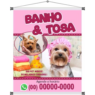banner banho e tosa 60x50cm mod100 em Oferta na Shopee