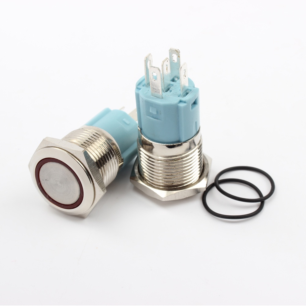 Botão Pulso Start Reset Iluminado LED 12v 24v Inox 16mm Botoeira Push Button Automação