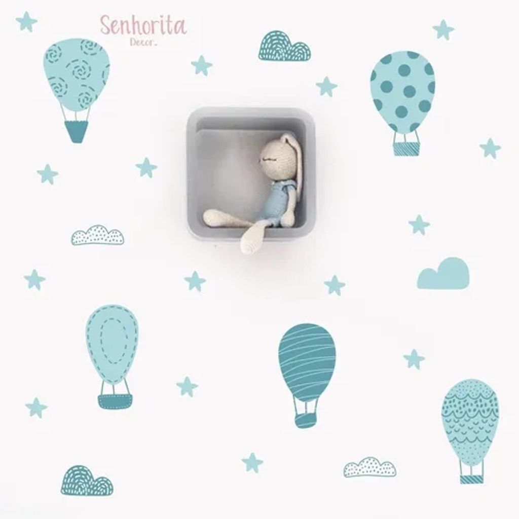 Adesivo De Parede Balões Nuvens Tom Pastel - Senhorita Decor