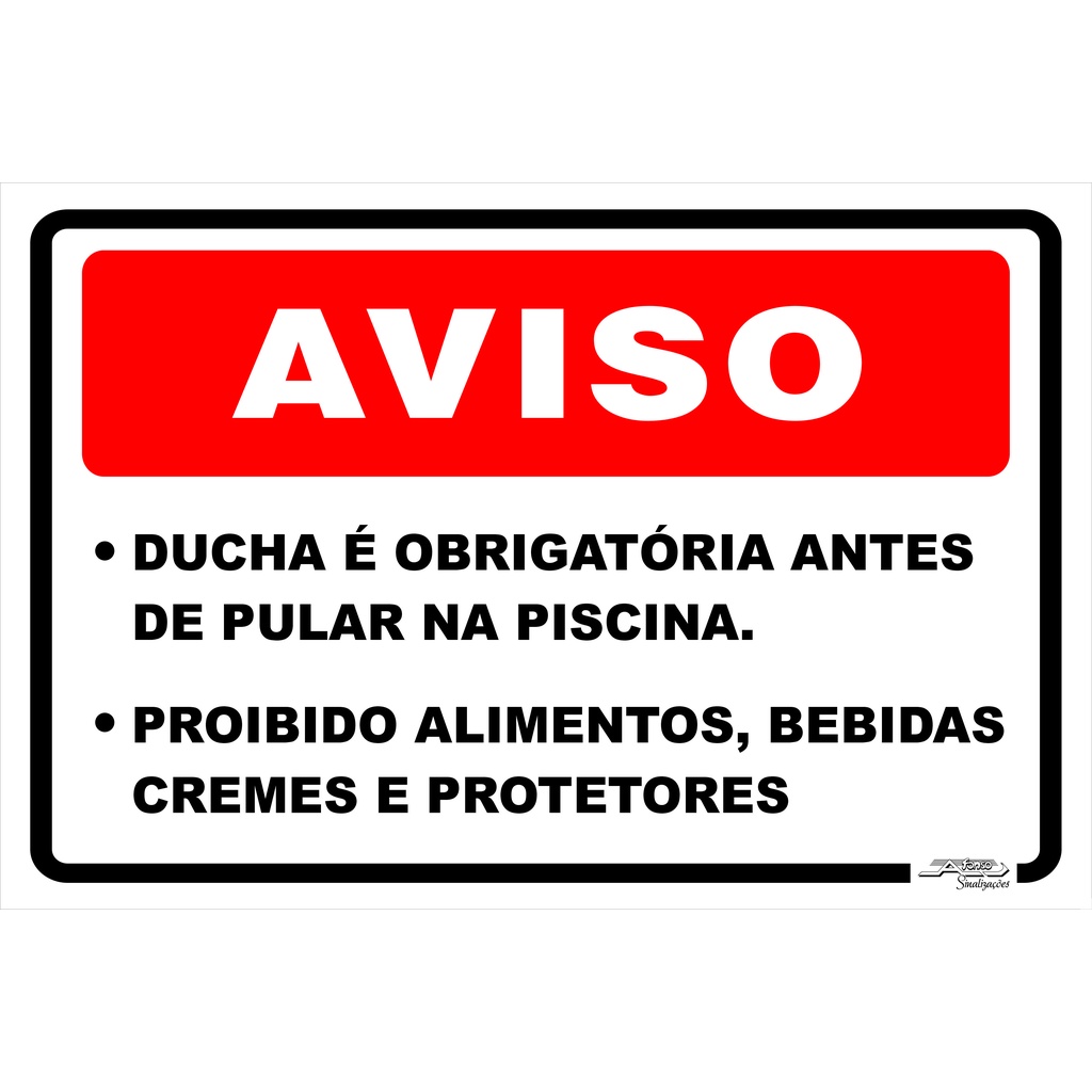 Placa Ducha É Obrigatório Antes De Pular Na Piscina | 30x20