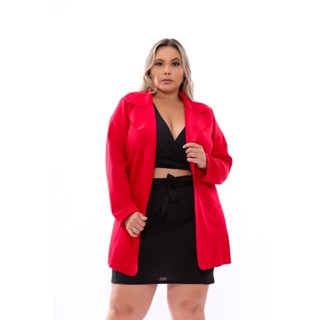 Sobretudo Plus Size Feminino Maxi Blazer Alongado Casaco G1 G2 G3