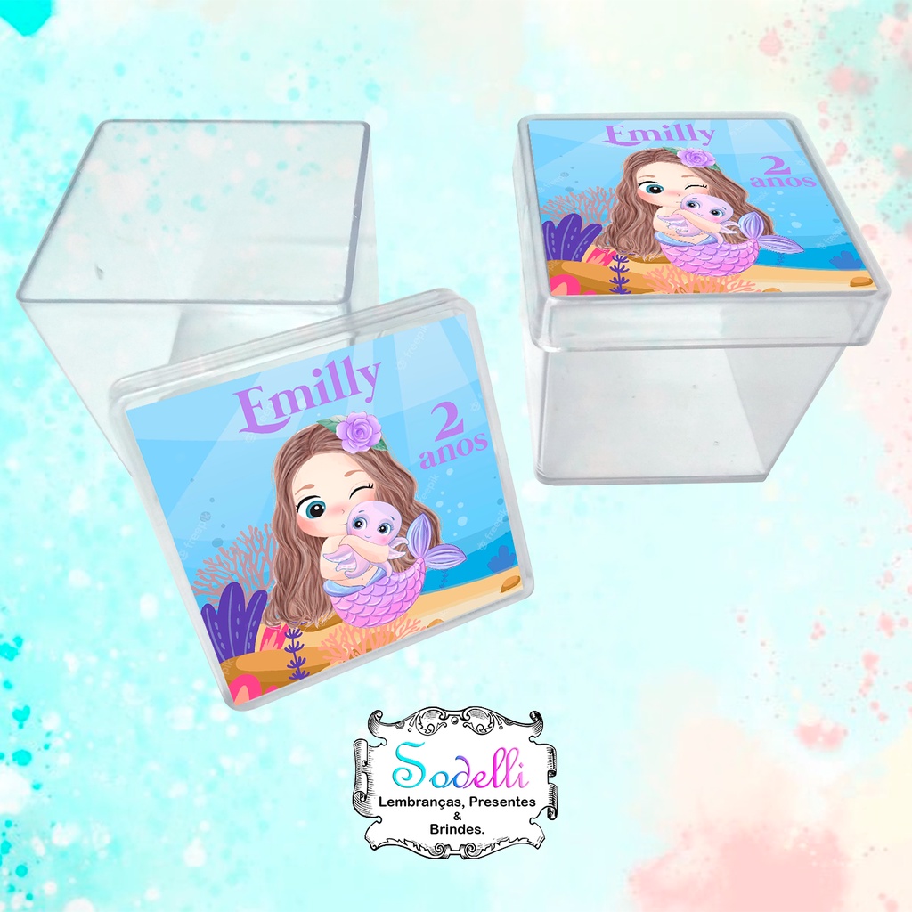 10 Lembrancinhas de Sereia - Caixinhas Acrílicas Personalizadas em Oferta na Shopee