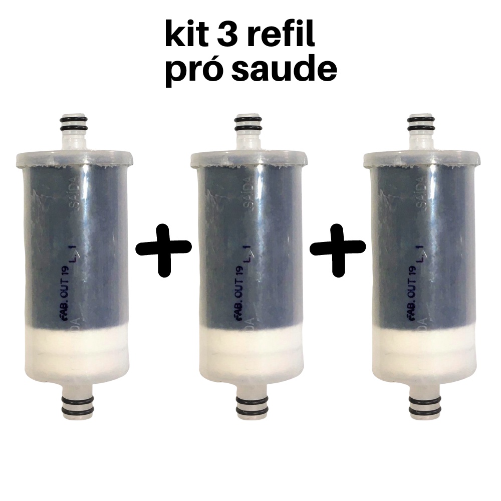Kit 3 Refil Pro-saúde de Torneira de Cozinha Carvão Ativado 02 Saída