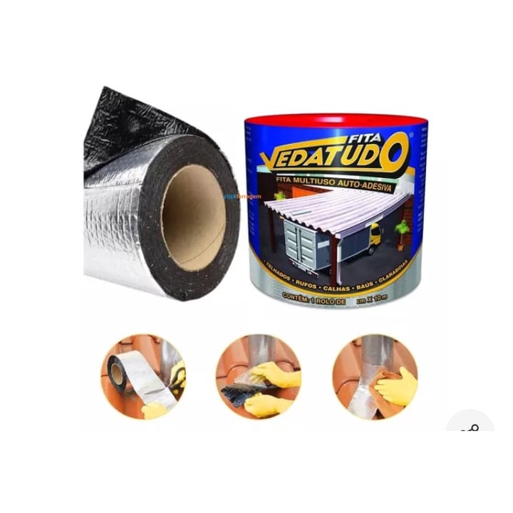 Manta asfaltica adesiva aluminizada Impermeabilizante 15cm Para Telhados, chapas, Baús (vendida por metro)