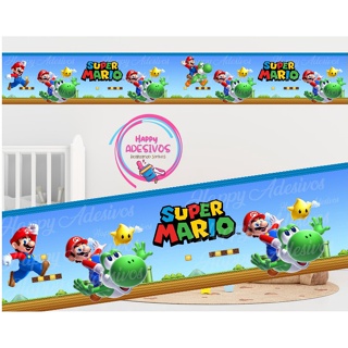 Faixa Adesiva Decorativa para Parede Quarto Menino Infantil Baby Super Mario Bros Gamer Jogo Adesivo em Oferta na Shopee