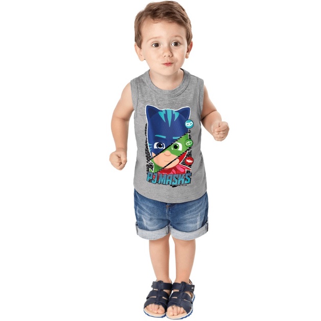 regata infantil menino pj masks face personagens algodão confortável várias cores tamanhos 2 anos