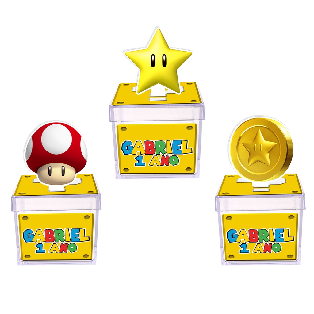 Kit 10 Tubete E Caixinha Mario Bros (5 De Cada)