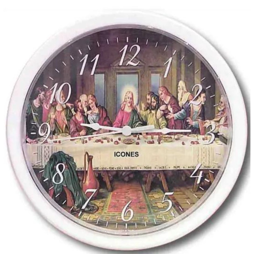 Relógio de Parede Branco Santa Ceia Ícones - ICONES