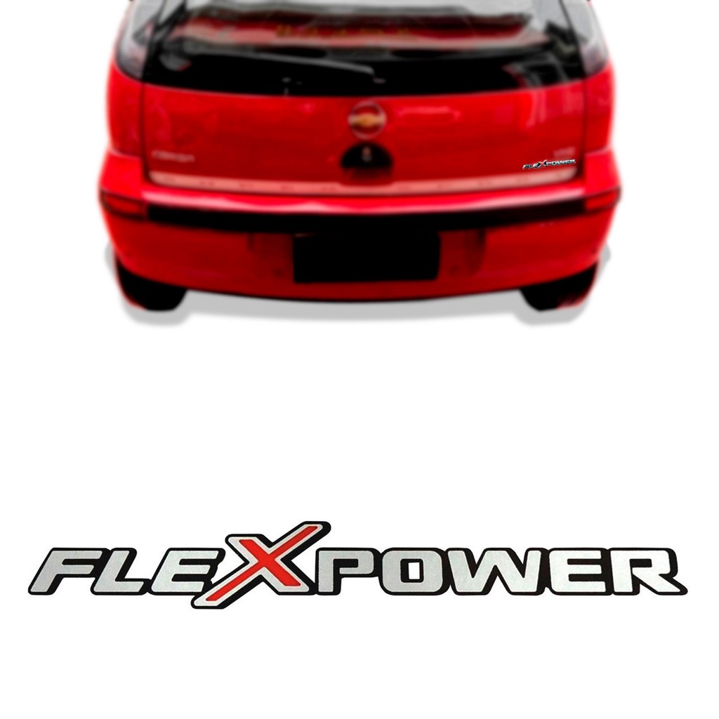 EMBLEMA FLEXPOWER CELTA PRISMA CORSA VECTRA ASTRA MONTANA VERMELHO SEM RESINA ADESIVO PARA CARRO