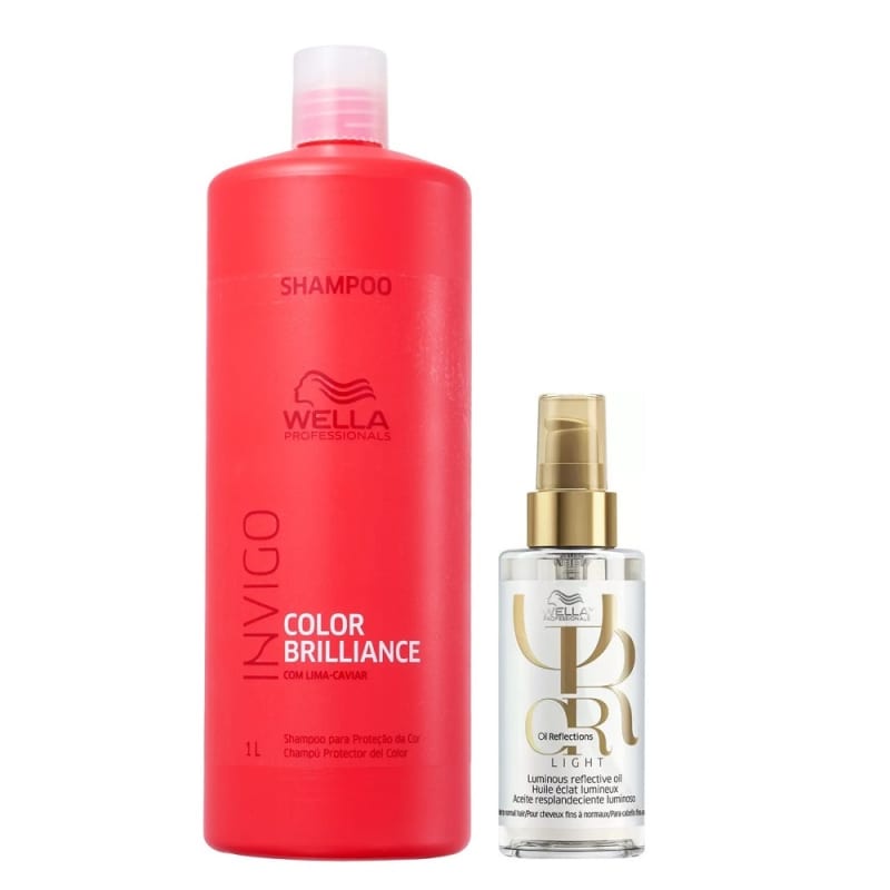 Kit Wella Professionals Invigo Color Brilliance Shampoo 1 Litro + Oil Reflections Light 100ml
