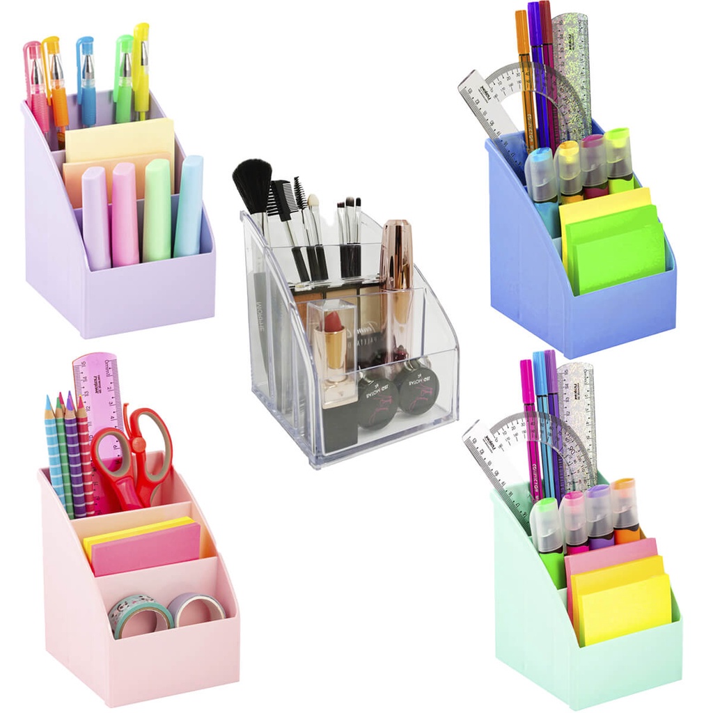 Organizador Mesa Cores Pastel Escritorio Multiuso Porta Canetas
