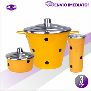 Kit De Pia Organizador de Cozinha AMARELO Em Alumínio  Polido - POÁ - Louça Lixo Sabão Detergente