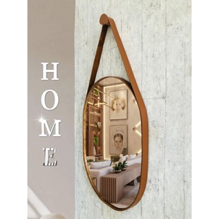 Espelho com Alça Oval Pequeno Couro 60x30 cm em Oferta na Shopee