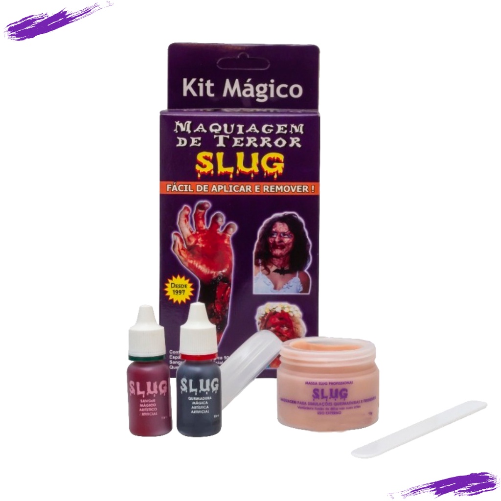 Kit Maquiagem de Terror Slug maquiagem  - Original - Maquiagem artística - Halloween - Carnaval - zumbi - feridas
