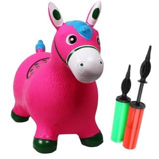 Cavalinho Upa Upa Musical + Bomba - Brinquedo Pula Pula De Borracha Resistente Pocotó Som e Luz 3 Led - Selo Inmetro