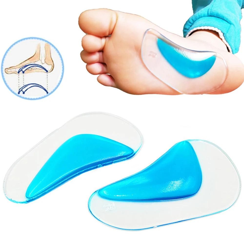 Palmilha Ortopédica Infantil Suporte Para Arco De Silicone Crianças Pé Plano Corretor Almofada De Inserção Gel Ortopédico