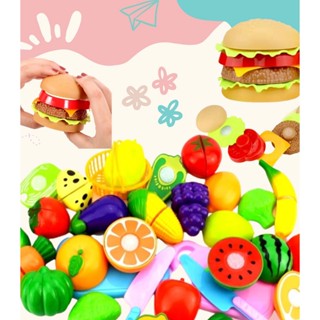 Comidinha Brinquedo Fruta Velcr Hamburguer Montar Infantil