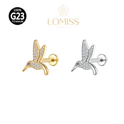 Piercing Conch Helix Labret Titânio Pvd Beija Flor Zircônia Lomiss semijoias