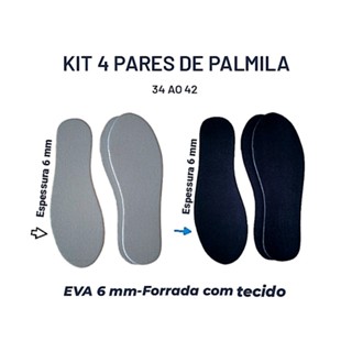 4 PARES DE PALMILHA ADULTO,MASCULINO,FEMININO em EVA 6 MM PARA TÊNIS,SAPATO,BOTA,SAPATILHA,MACIA,CONFORTÁVEL,BARATO,PROMOÇÃO