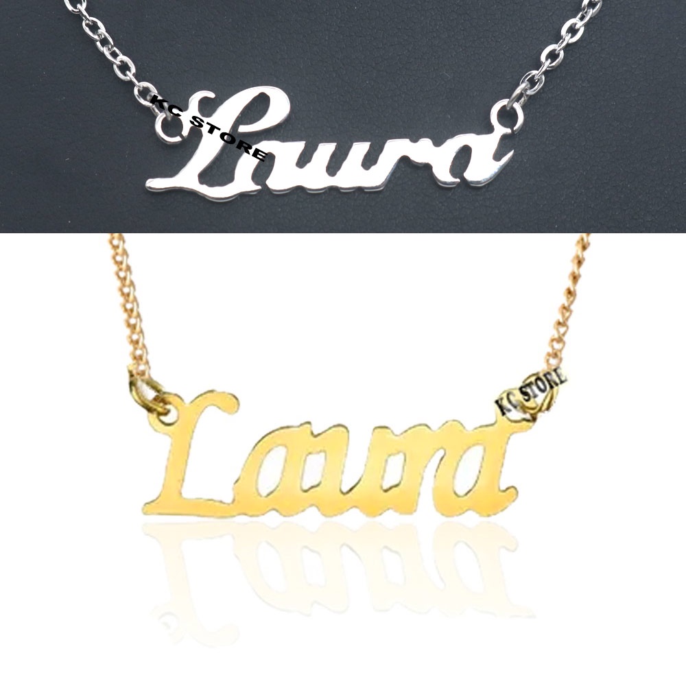 Colar corrente de Nome Personalizado nome Laura feminino adulto infantil menina folheado dourado em aço inox prata prateado