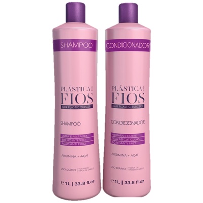 Kit Plástica dos Fios Shampoo 1 litro e Condicionador 1 litro