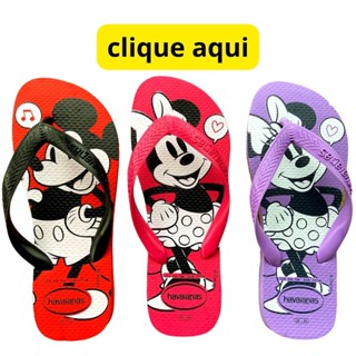 Chinelo Havaianas Feminino Infantil Adulto Top Disney Minnie Mickey
