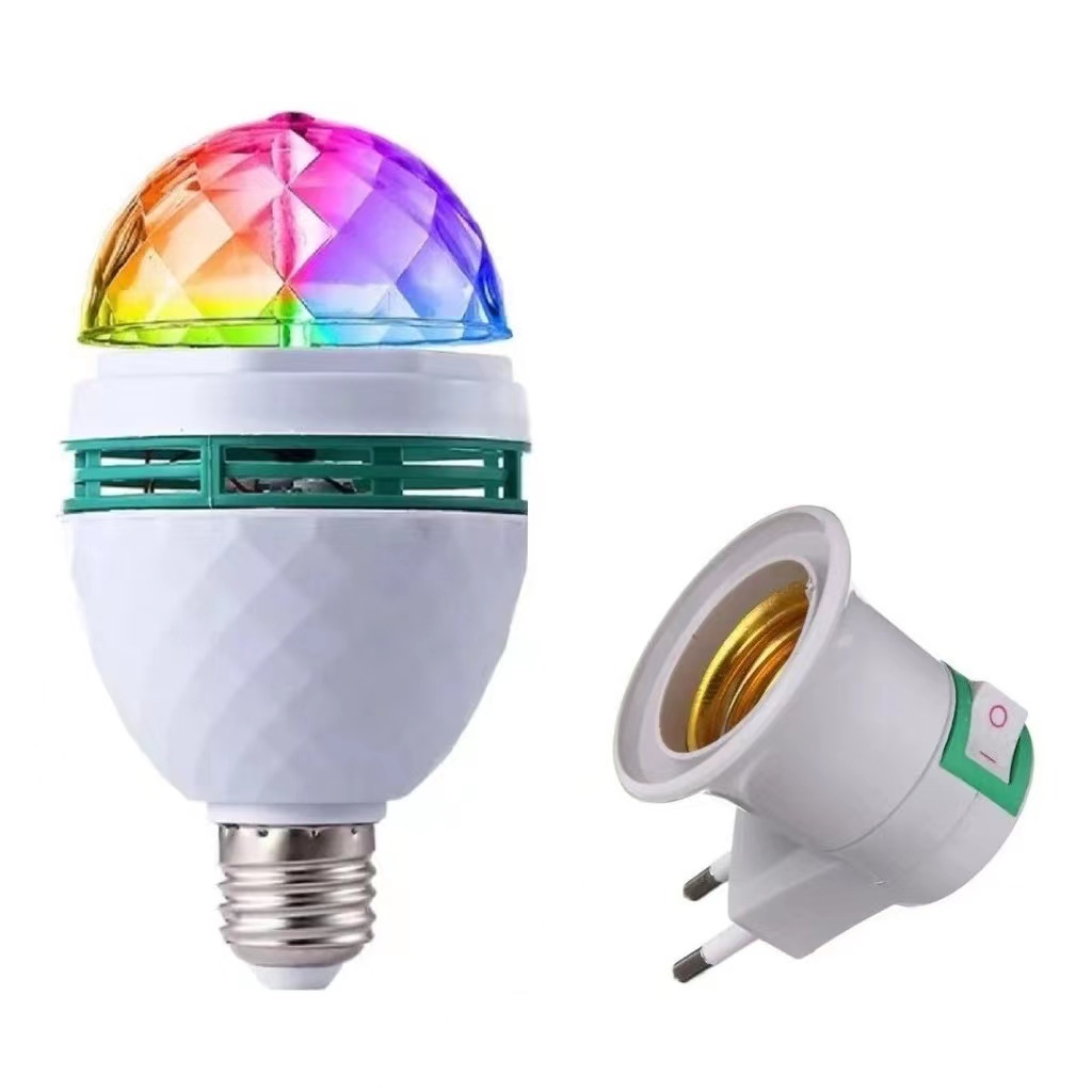 Lâmpada Giratória Colorida Led Bola Maluca Rgb + Adaptador Tomada PARA FESTA em Oferta na Shopee