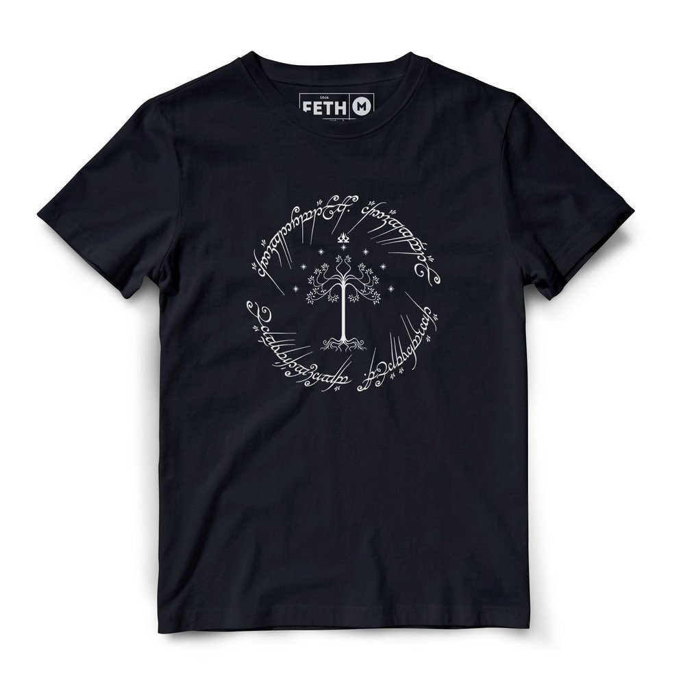 Camiseta O Senhor dos Anéis Preta Algodão Masculina e Feminina - Um Anel Tolkien