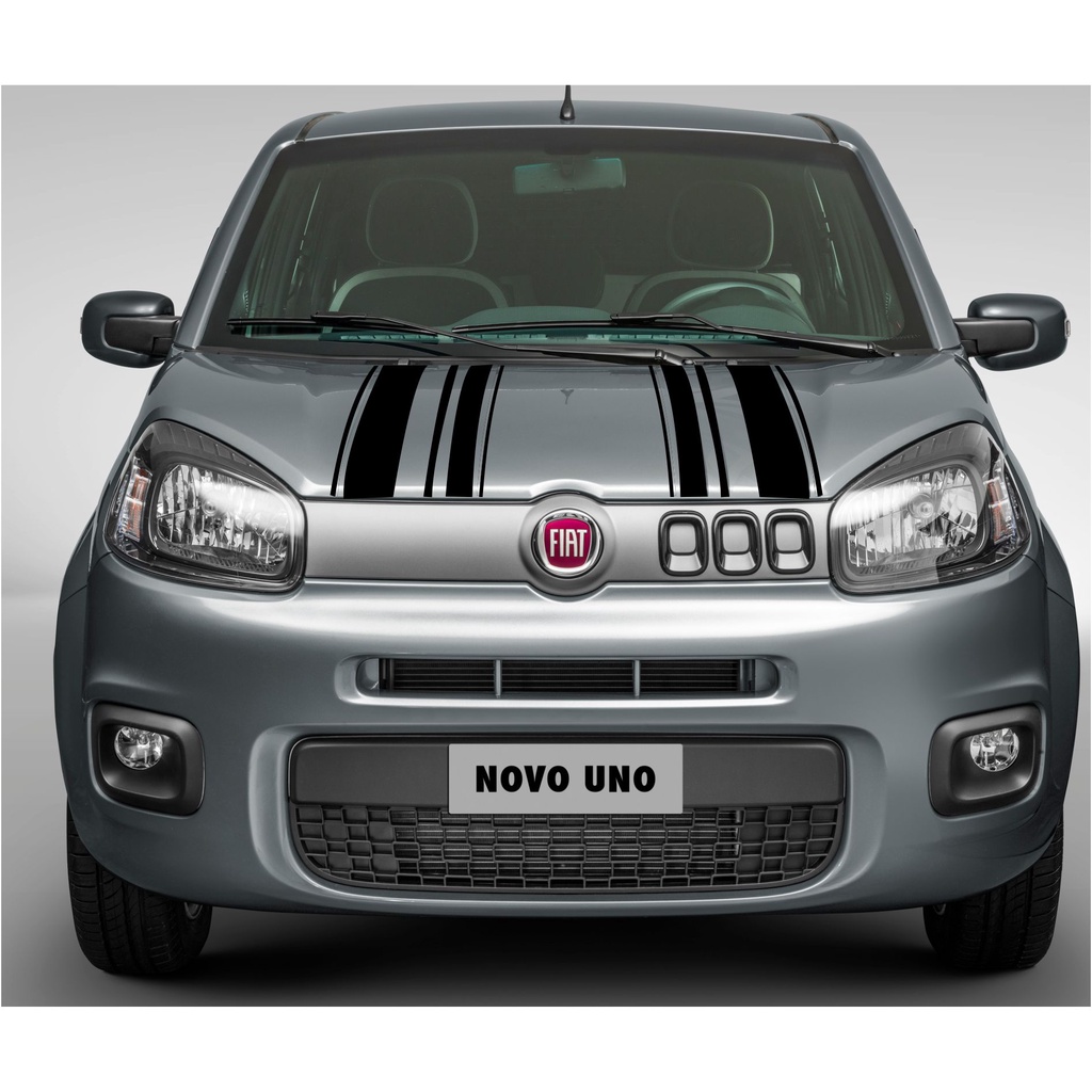 Adesivo Faixa Fiat Uno Evolution Uno Way Capô e Porta Malas Faixas Duplas