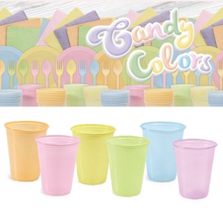 50 Unid Copo Descartavel Plastico Candy Color Pastel 200 Ml Festa em Oferta na Shopee