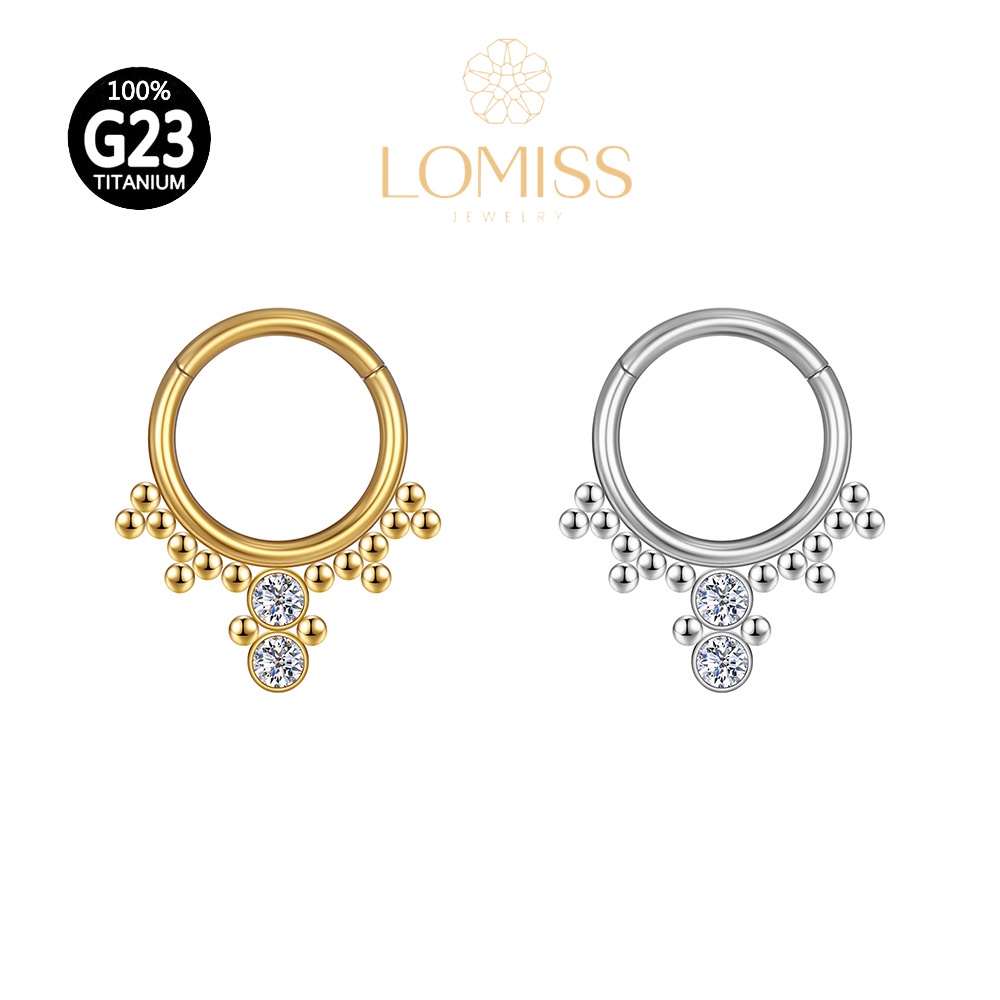 Piercing Argola Titânio PVD Segmento Articulado Indiano Zircônia Cravejada《Lomiss semijoias》