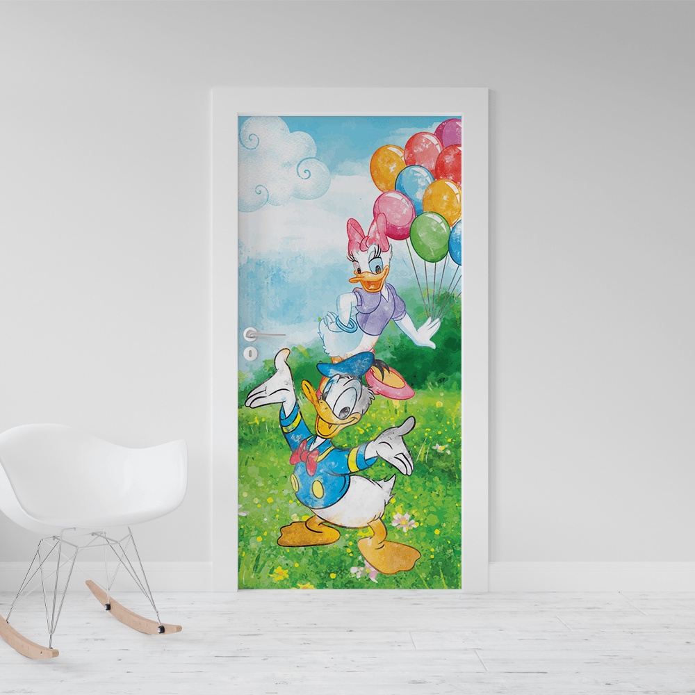 Adesivo Decorativo De Porta Disney Donald e Margarida