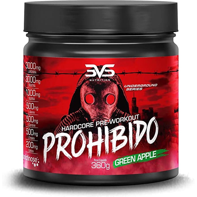 Prohibido HardCore Pré-Workout (360g),pré treino,saúde, fitnes, academia, dieta, emagrecer, aminiácidos, musculação,