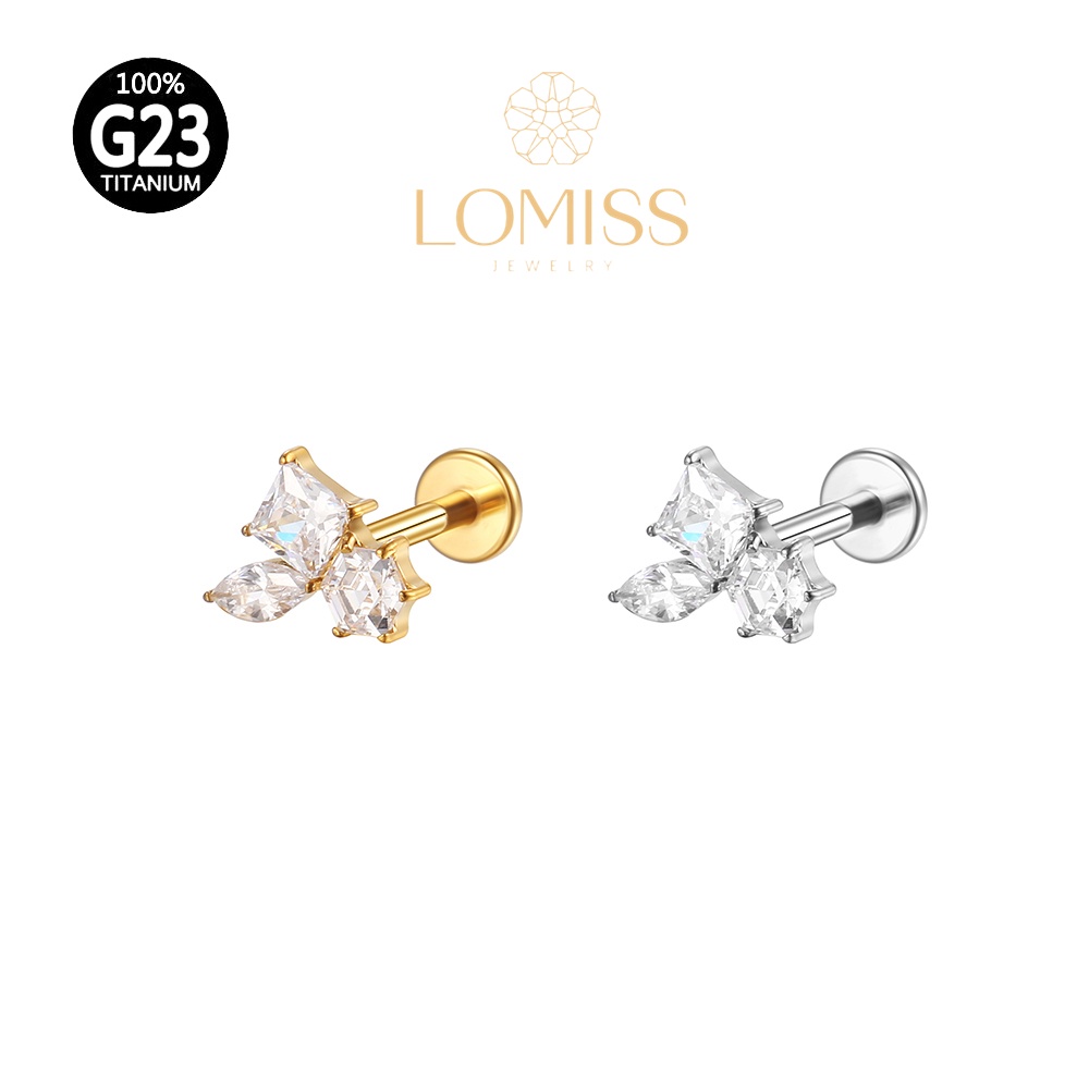 Piercing Helix Conch Labret Titânio PVD Zircônias《Lomiss semijoias》 em Oferta na Shopee