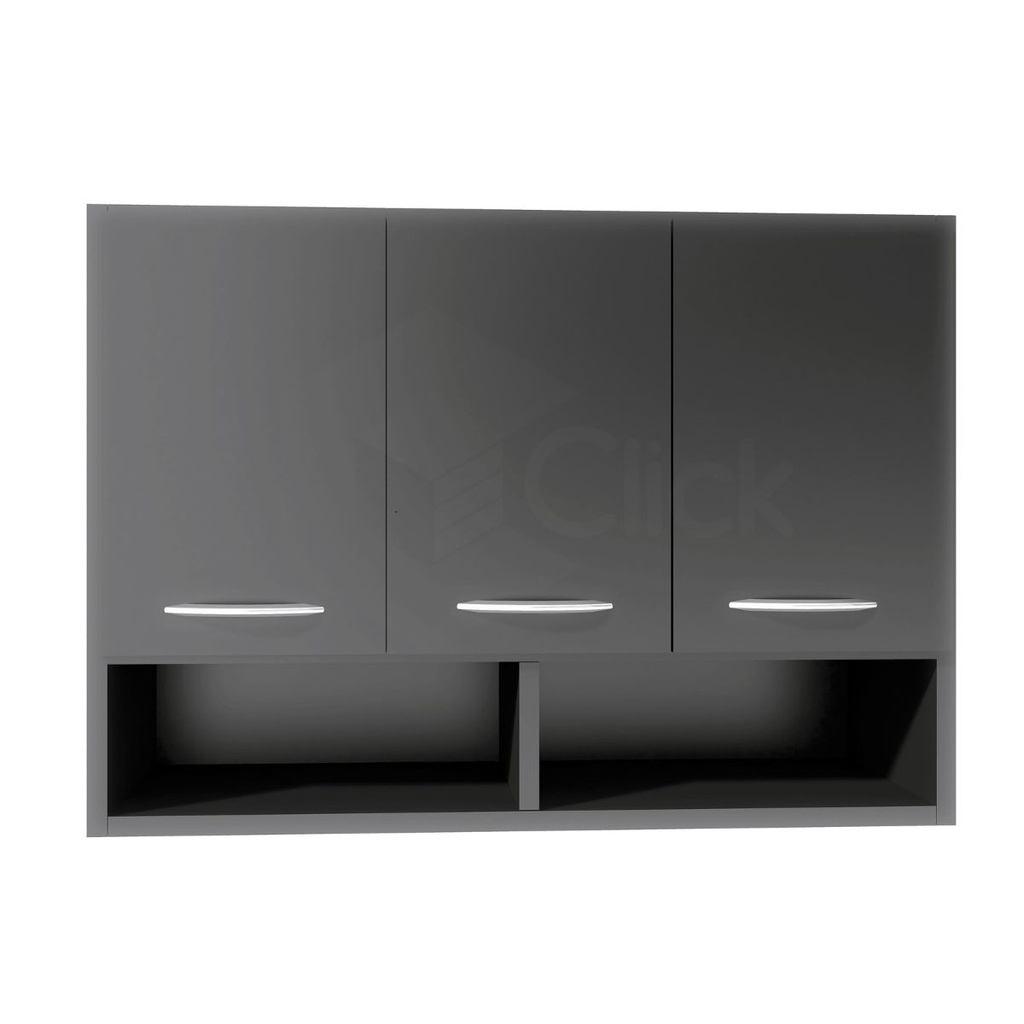 Armário Suspenso de 90 cm - Modular - Organização Inteligente - 3 Portas - Preto ou Branco em Oferta na Shopee