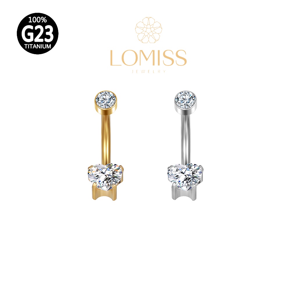 Piercing umbigo Banana de Titânio Coração Zircônia Lomiss semijoias em Oferta na Shopee