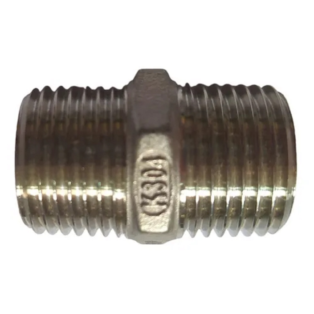 Kit 10 Peças Conexão Niple 1/2 Duplo Sextavado Inox 304 Bsp